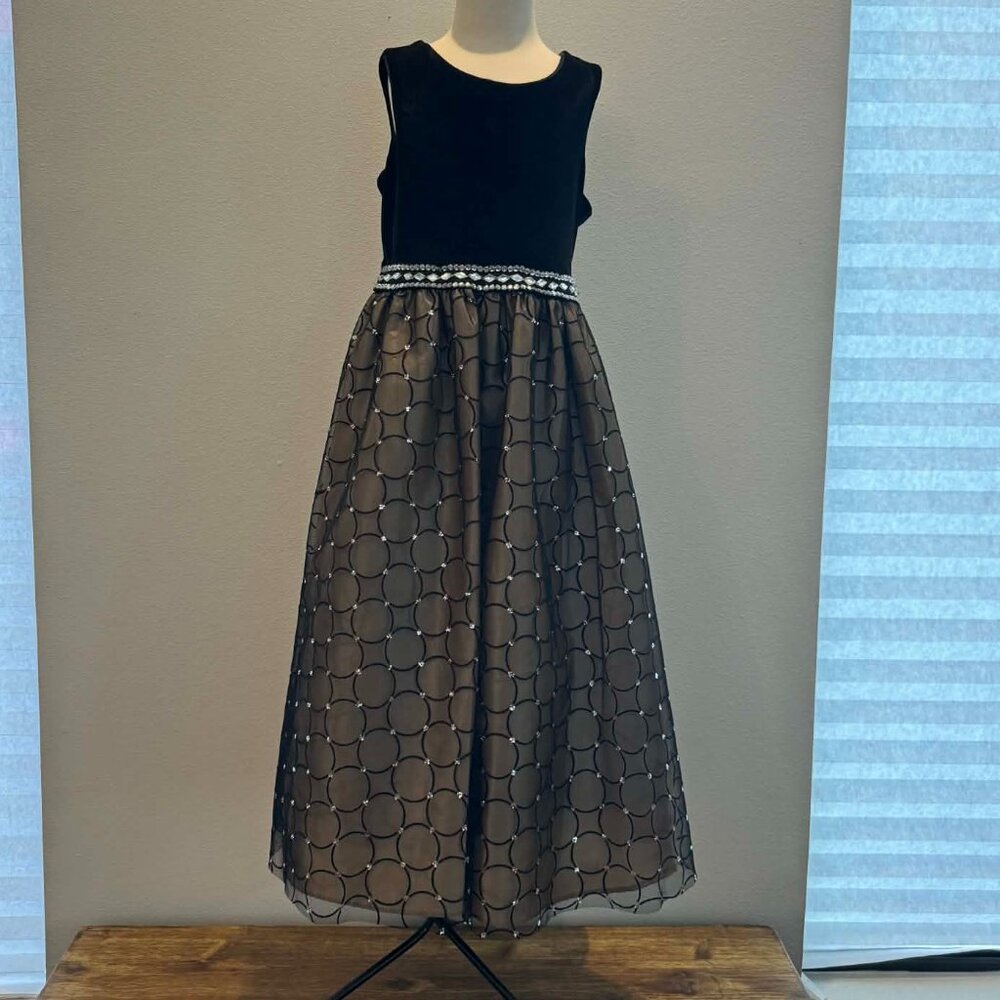 Jane Copeland Girls Black Formal Dress | Tulle Skirt & Rhinestones